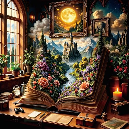 Puzzle for Adults 1024 Pieces, Magic Book Castle World Jigsaw Puzzle