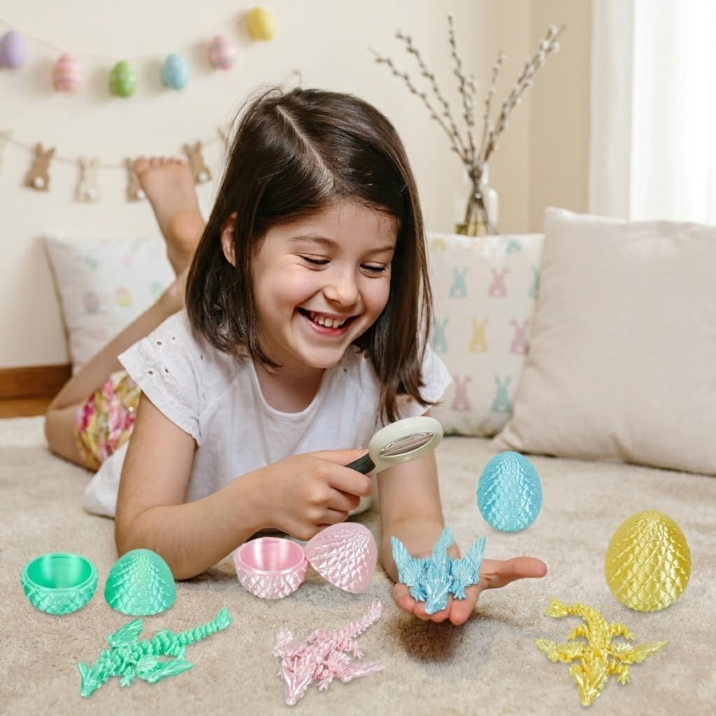 4PCS Dragon Eggs with Mini Dragon Inside 3D Printed Mystery Gifts Toys Set for Kids Boys Girls Easter Christmas Birthday Graduation Back to School Stocking Stuffer(Pastel Bloom)
