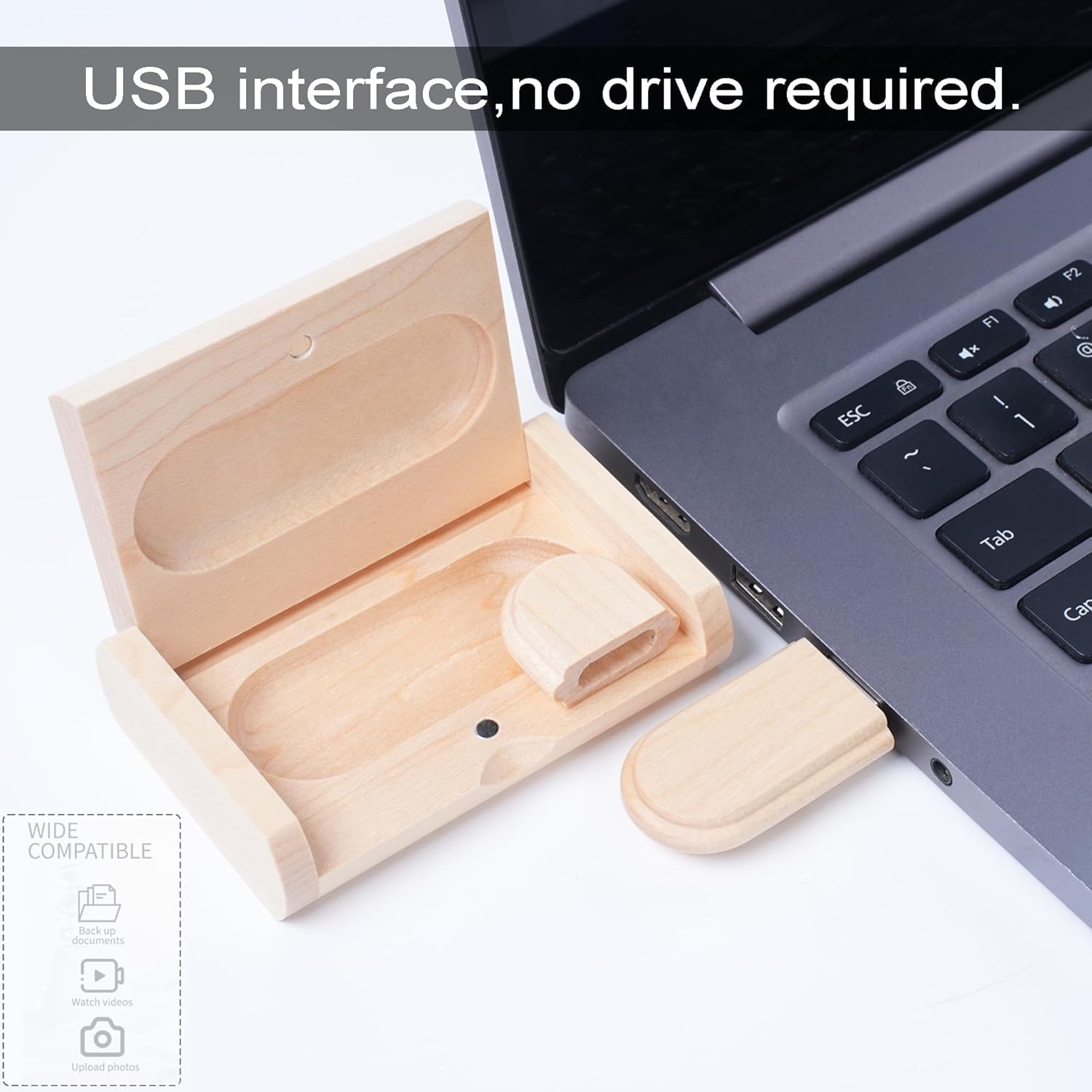 USB-Stick aus Holz, 8 GB, USB 2.0, Speicherstick, Datenspeicherung, Geschenk, mit Holzbox, 10 Stück