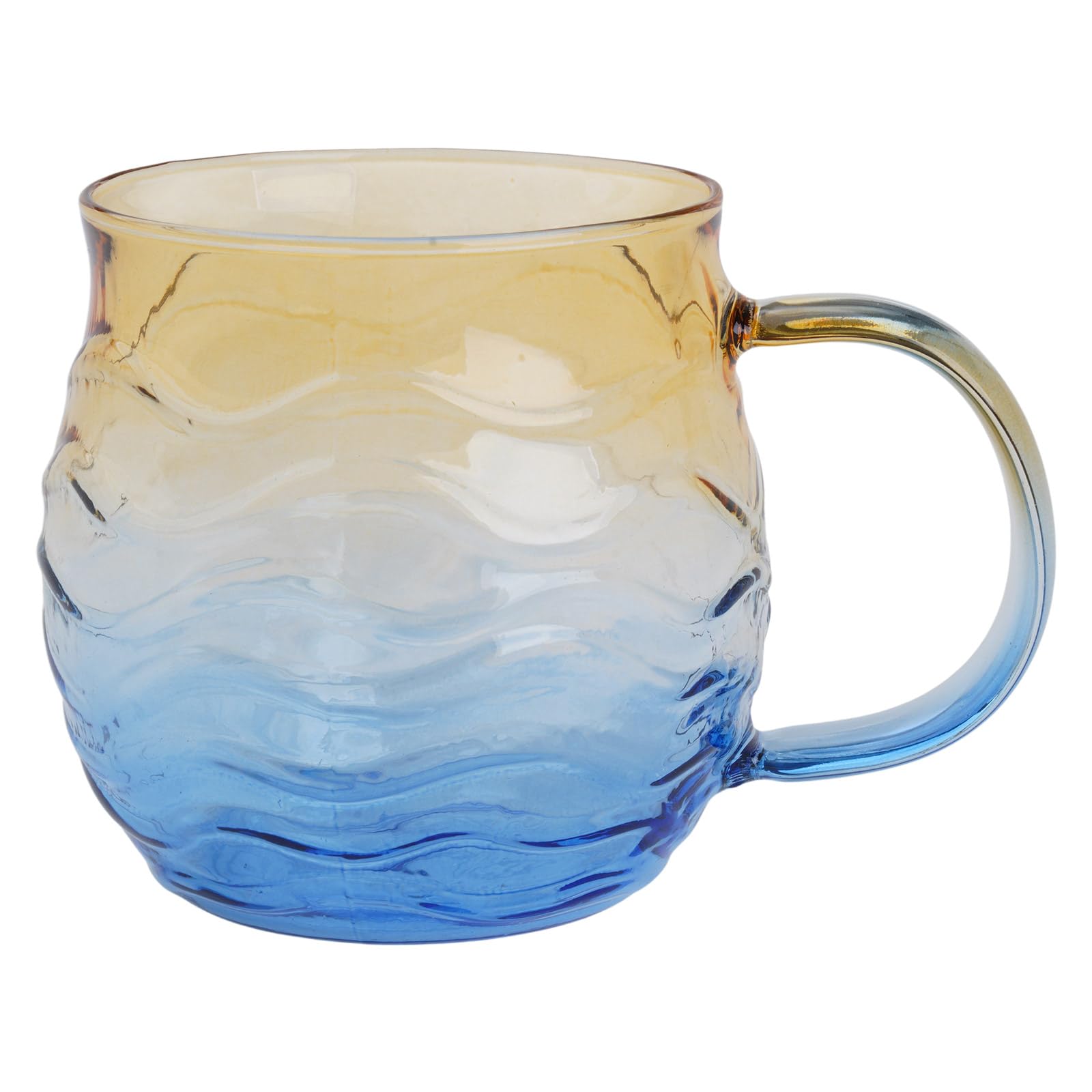 Jkrnejgr Electrostatic Tape 12Oz Handblown Sea Glass Mug With Waved Texture Durability Beach Themed Coffee Cup With Handle For Teas Wine Cocktails Glass Mug