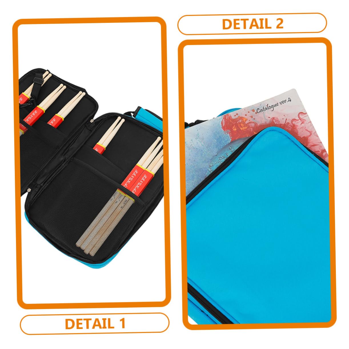 Toddmomy Custodia per Bacchette da Batteria Oxford Blu Resistente All'acqua e All'abrasione Tracolla e Manici, Borsa Porta Bacchette Portatile per Concerti e Viaggi