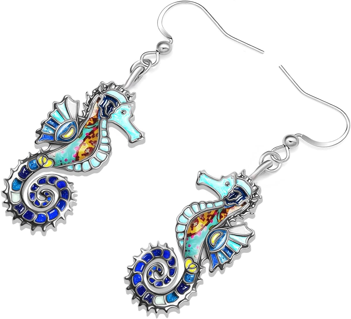 Enamel Alloy Cute Seahorse Earrings Dangle Fun Beach Earrings for Women Summer Jewelry Gifts - Image 3