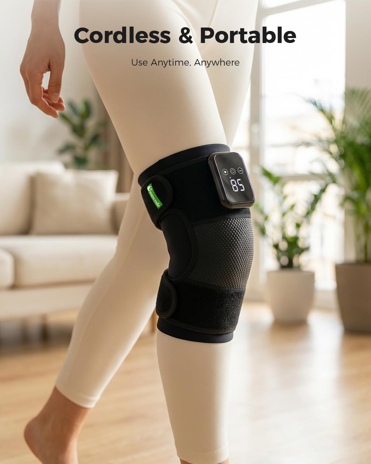 3-in-1 Kniemassagegerät zur Schmerzlinderung mit Wärme, tragbare beheizte Kniebandage mit Verlängerungsgurt für Knie, Ellenbogen und Schulter, schnurlose wiederaufladbare elektrische