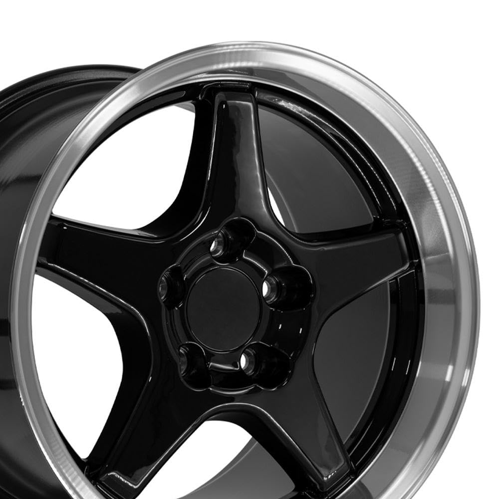 OE Wheels CV01 17 Inch Rim Fits Corvette C4 ZR1 Style 5x120.65 17x11 Gloss Black Machined Lip - Hollander 5036 (1)