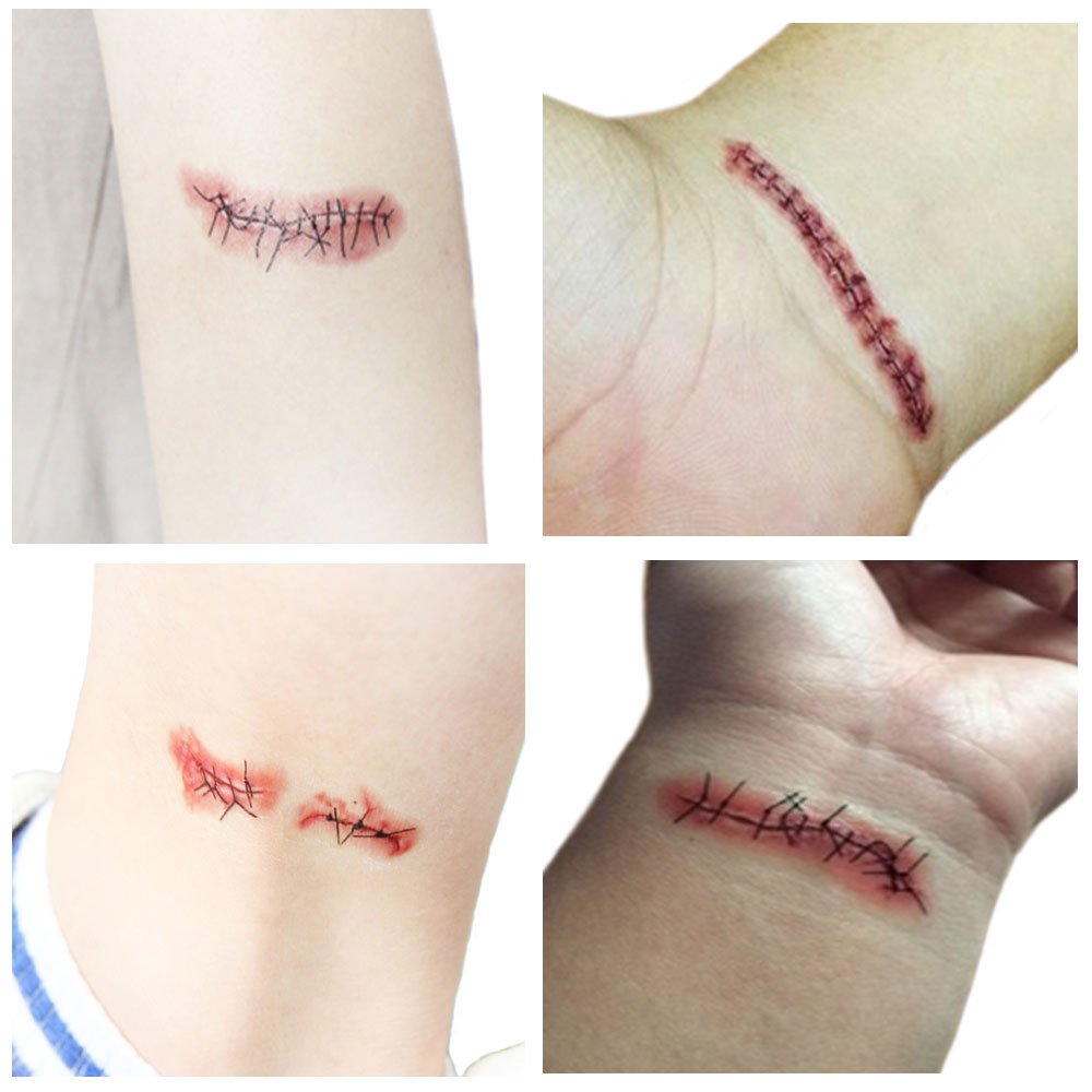 Zltfashion 10pcs Halloween Zombie Scars Tattoos With Fake Scab Bloody |  Desertcart Seychelles, image size:1000x1000
