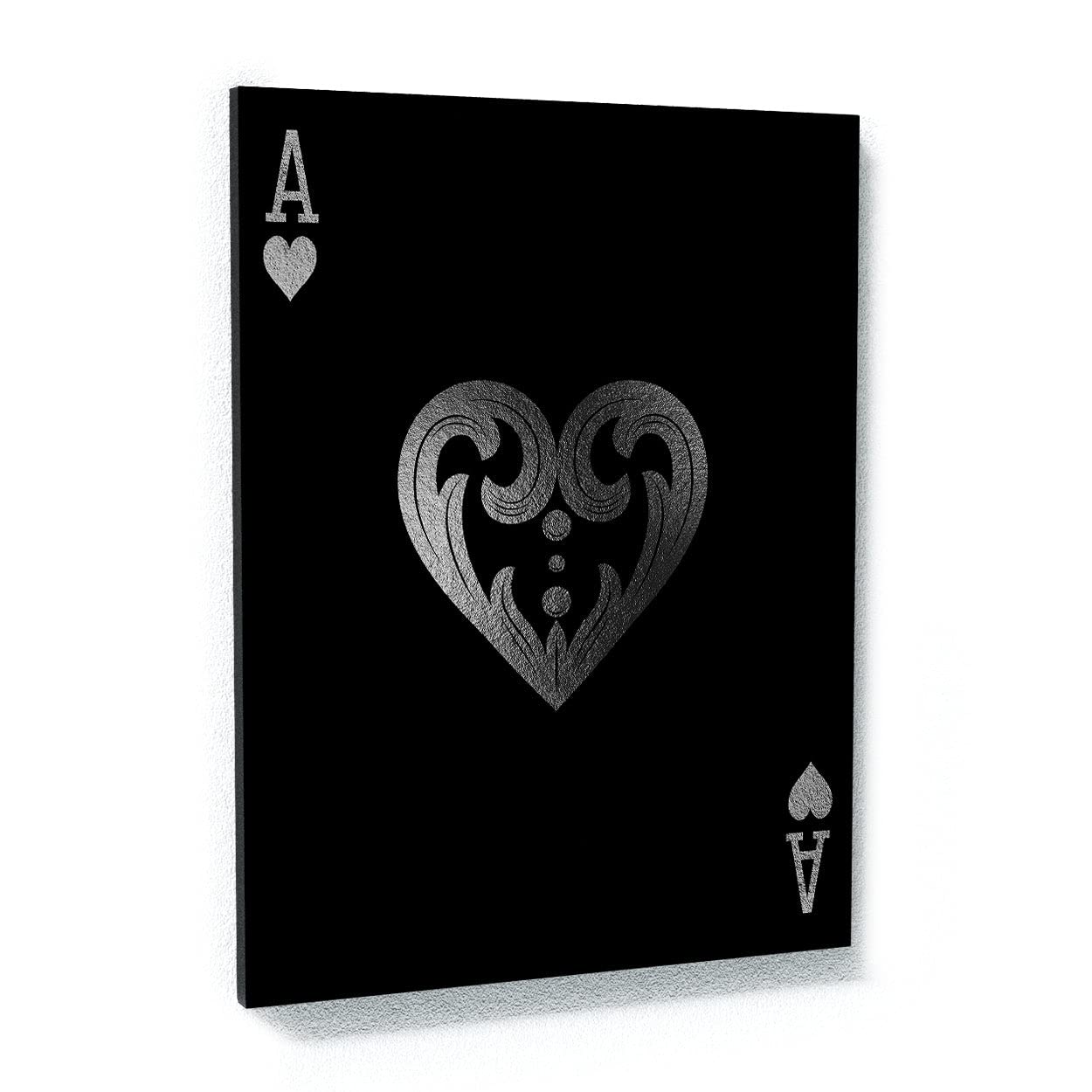 Poster artistico su tela argentata Ace of Hearts - Poker carte da gioco Casinò Pop Home Decor Stampa Poster Dipinto Piccolo 30,5 x 40,6 cm | Sense Canvas