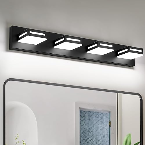 Miniatura 17 de Lámpara de Tocador LED Moderna Dorada de 30 Pulgadas con 4 Luces para Baño sobre Espejo, Accesorios de Iluminación de Baño con Blanco Frío 6000K,