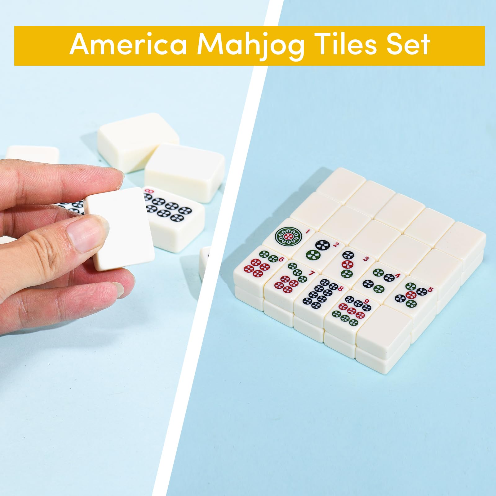 American Mahjong Set | 166 Premium 3,0 cm Piastrelle bianche | Set completo di gioco Mahjong