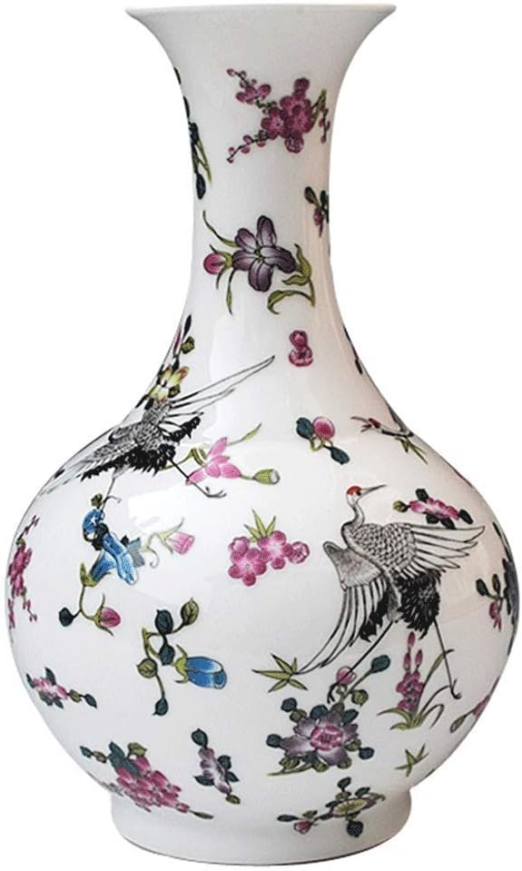 Vase AXZHYZ1906016 Frosted Luminous Porcelain Decorative Flower Inserter Modern Minimalist Decorative Ornaments White, 23cmx 4cm X 12cm Household decorative vase decoration