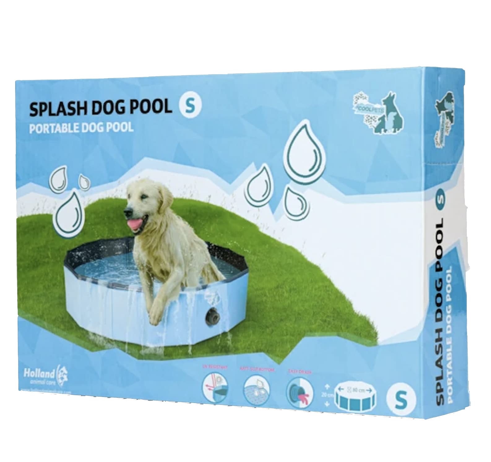 CoolPets Zwembad 80x20 bassin antidérapant et robuste sans gonflage pour animaux