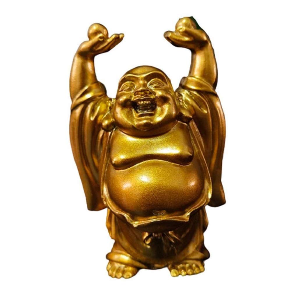 YNIYUJKL Feng Shui Ornaments Laughing Buddha Statue Chinese Maitreya Buddha Sculptures Golden Figurines For Home Gift Artware