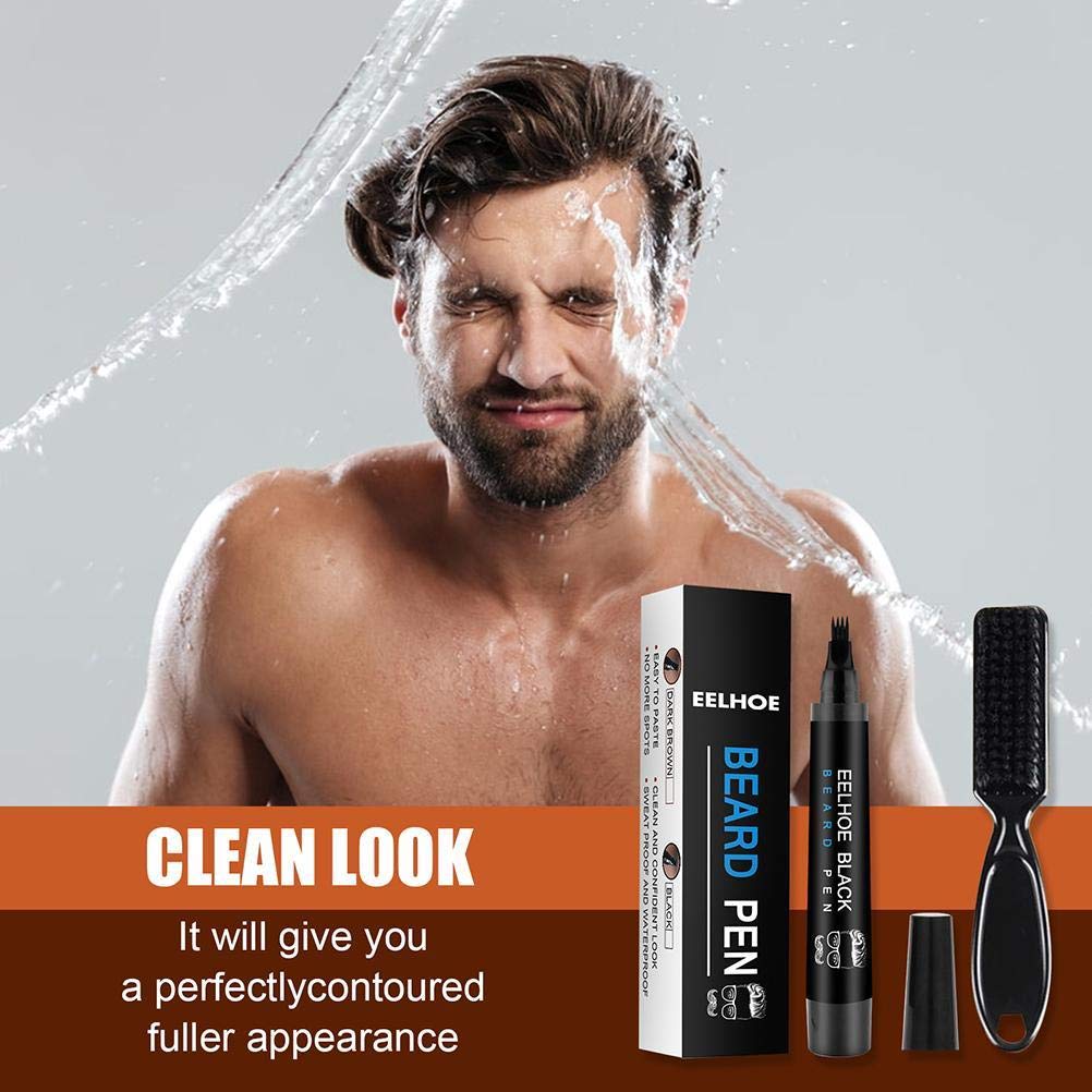 Penna impermeabile per barba, riempitivo per matite barba, matita per barba e pennello rinforzatore per barba, kit per baffi, strumenti per modellare i baffi