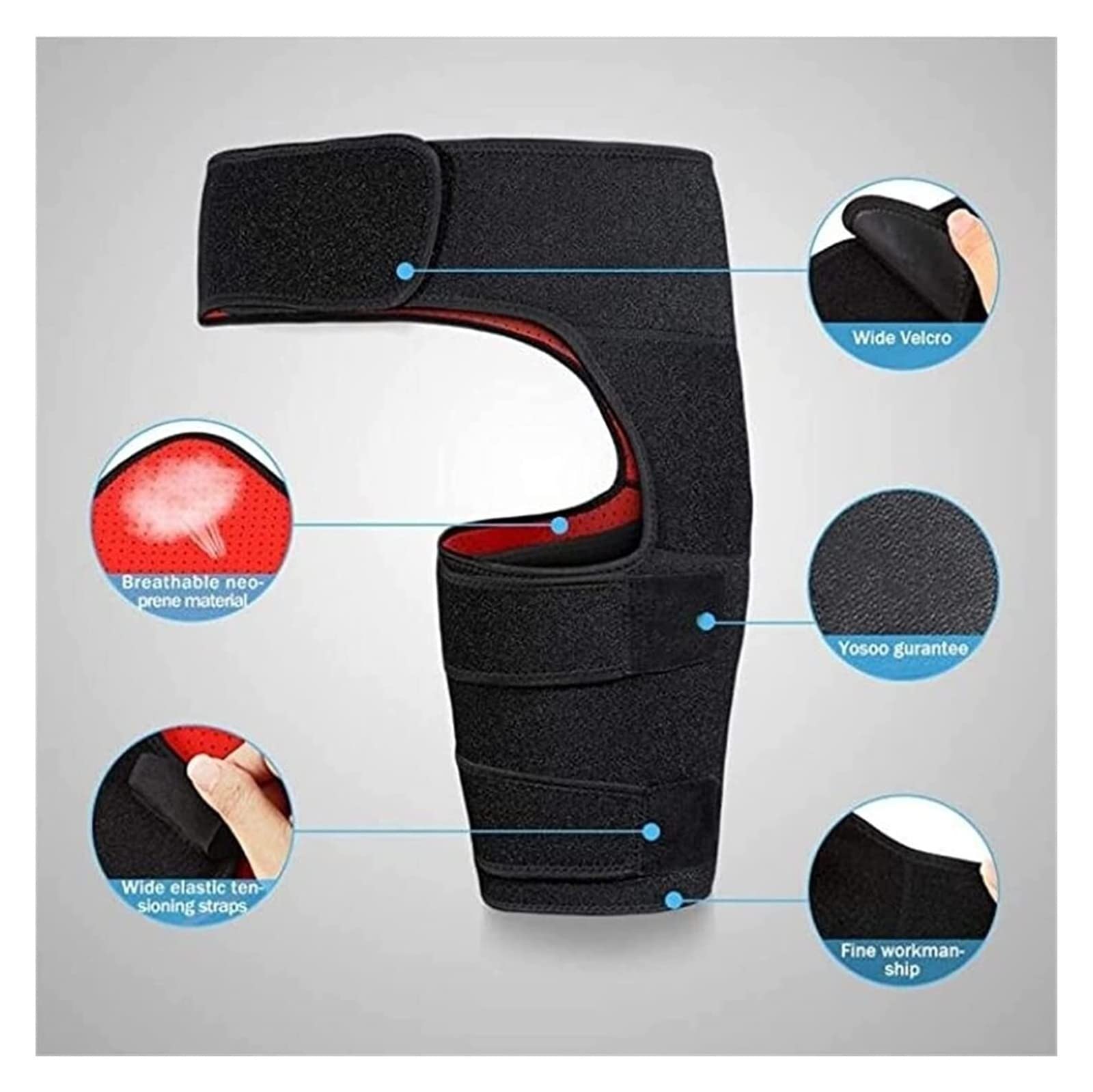 Verstellbarer Leistenstützgürtel Hüft-Oberschenkel-Kompressionsbandage für Hüft-Leistenbandage Wrap Oberschenkelstütze Schmerzlinderung Belastung 22.7.23