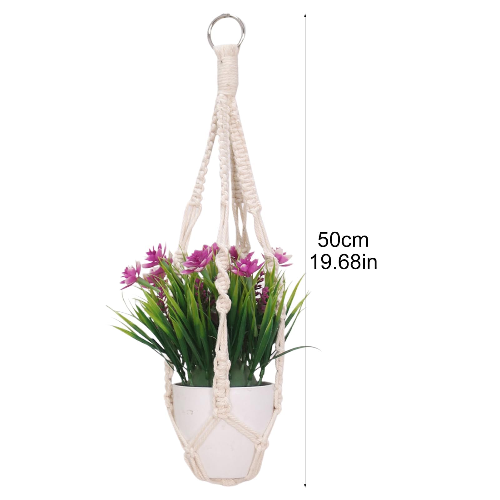 Lot De 2 Suspensions Macramé Pour Pots De Fleurs - Corde Coton 50 Cm - Décoration Intérieur/extérieur - Style Bohème
