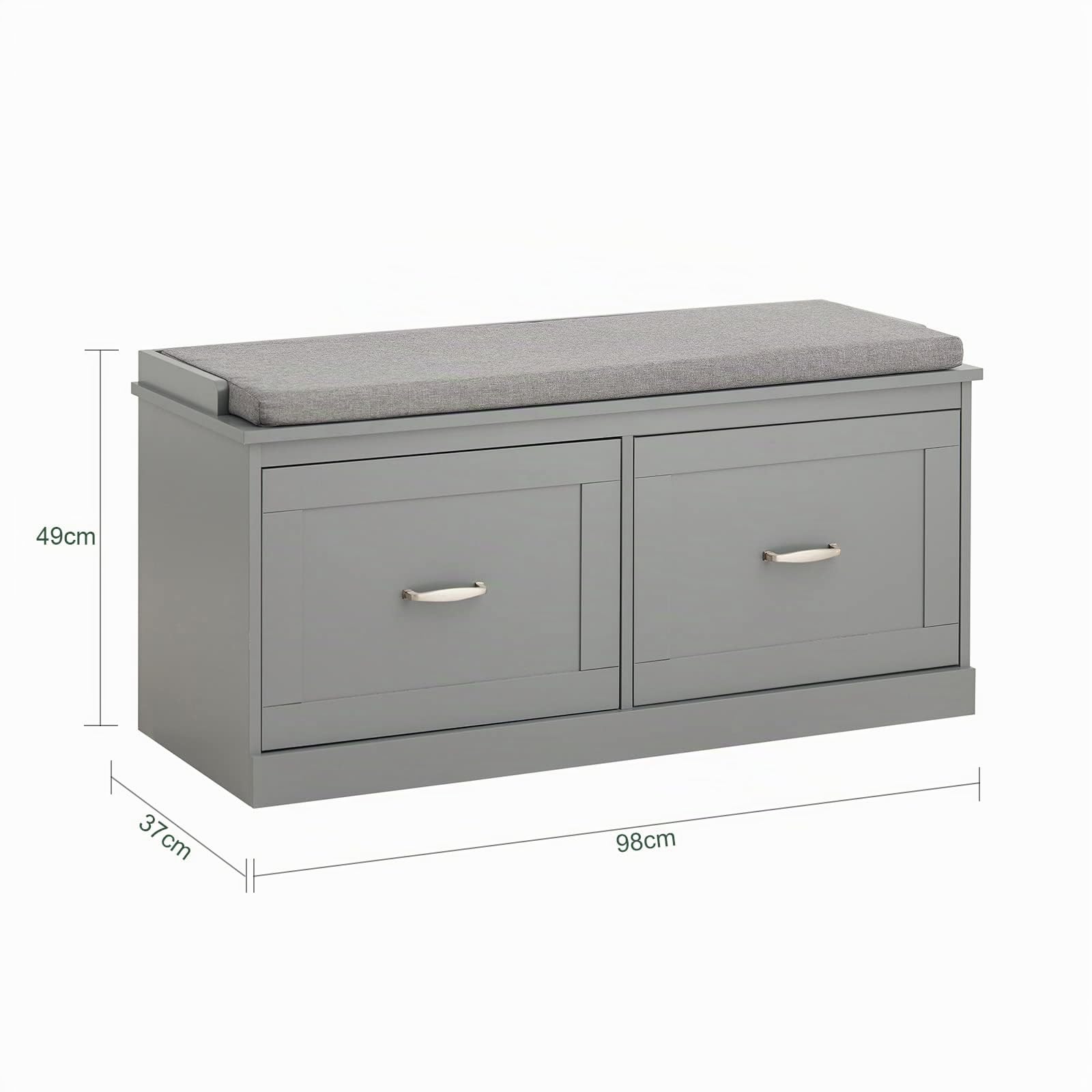 SoBuy Panca Scarpiera Ingresso con Seduta - Scarpiera Salvaspazio con Contenitore Interno e Ripiani Regolabili - Mobile Ingresso Panca Contenitore per Scarpe e Oggetti Fino 150kg 98x37x49cm FSR131-HG