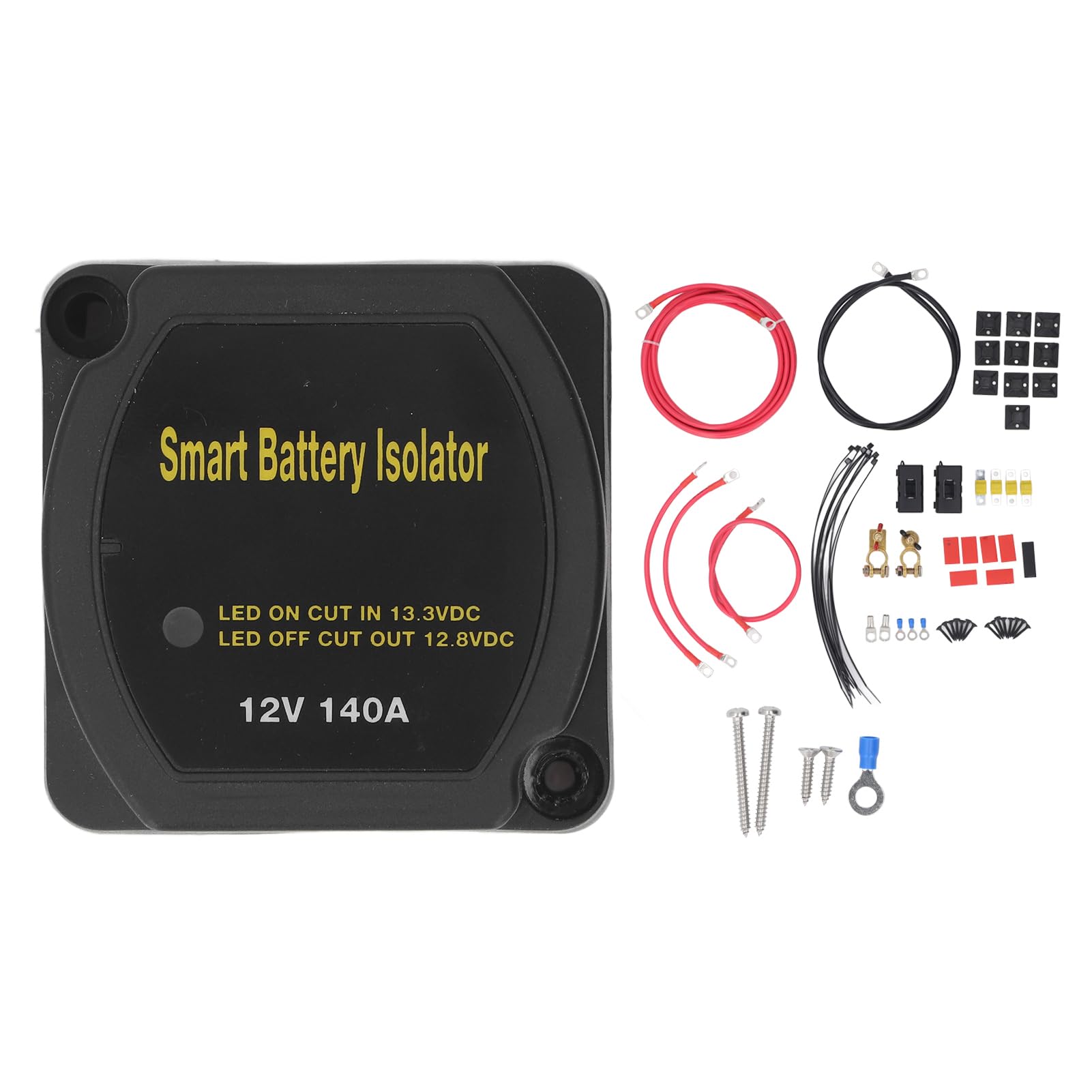 Generic Zestaw Izolatora Podwójnego Akumulatora DC12V 140AMP z Inteligentnym Przekaźnikiem Wrażliwym na Napięcie do Samochodów Kempingowych i Ciężarówek 3 Metry z Akcesoriami