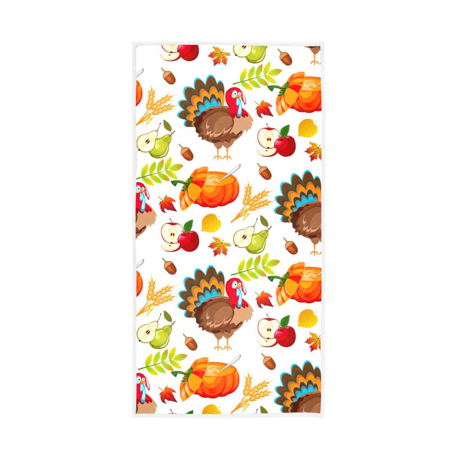 LSRCPD Thanksgiving Autumn Pumpkin Finger Towels, 15 x 30 Inches, Spa Towels for Body Hand Towels for Bathroom
