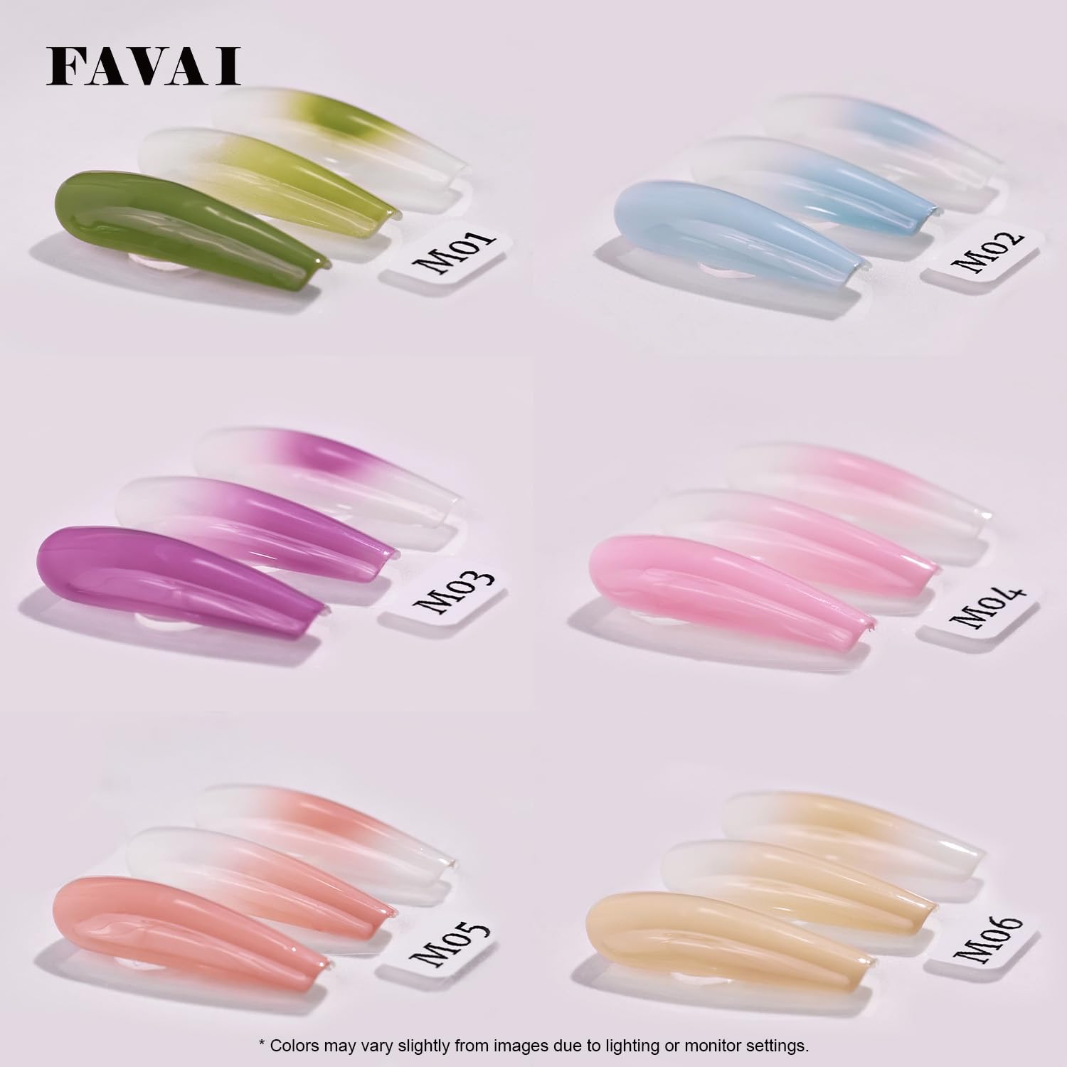 FAVAI Selection 24 kolory Zestaw żelowych lakierów do paznokci Airbrush Air - gorąca kolekcja 24 * 10ml
