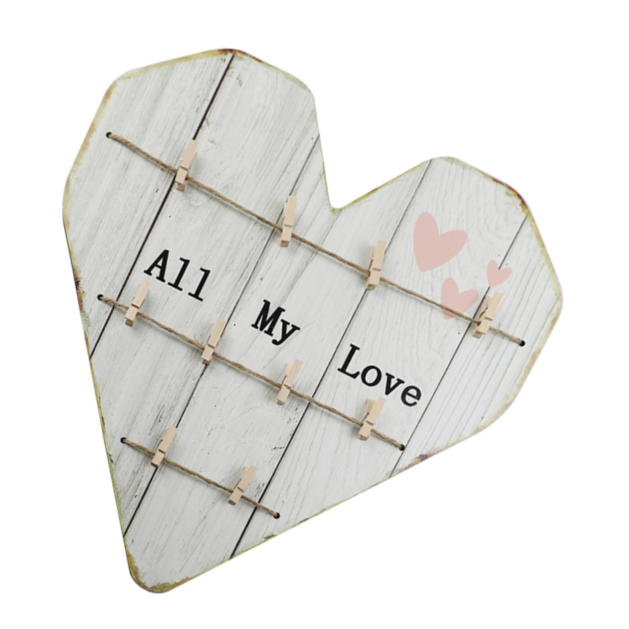 Didiseaon Legno Decorazione da Parete Rustico Beige, Portafoto a Forma di Cuore Stile Farmhouse, Matrimonio Festa, e Casa