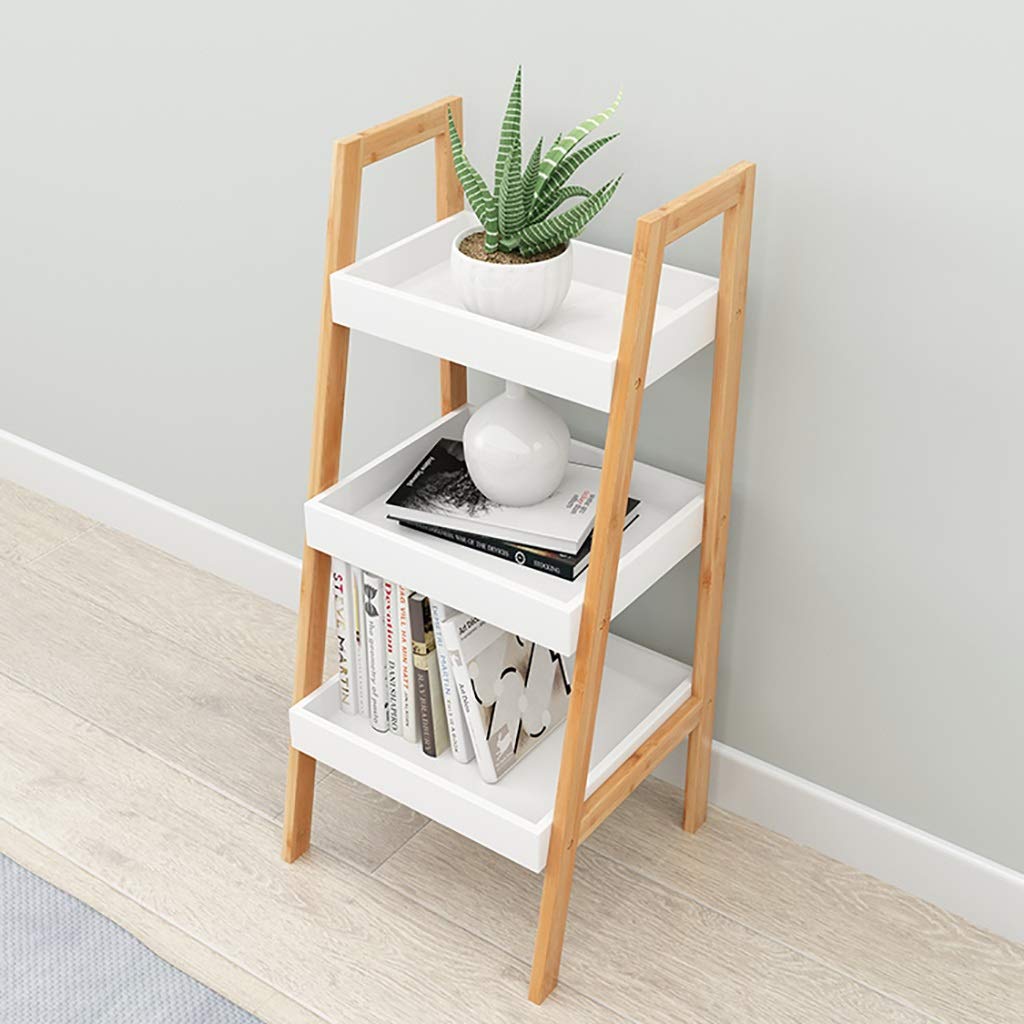 Estantería de bambú de 3 niveles con forma de escalera, para baño, cocina, sala de estar