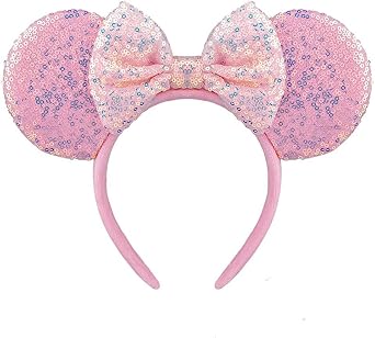 AQOKKA Mouse Ears Headbands with Bow Minnie Ears Cosplay Costume Hair Accessories for Women Birthday Party Decoration