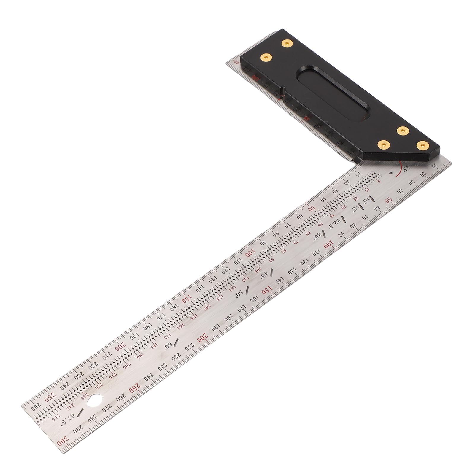 Righello Quadrato, Strumento di Costruzione in Acciaio Inossidabile da 300 Mm con Angolo Retto di 90° Integrato, per la Lavorazione del Legno, Carpenteria e Layout di Coperture