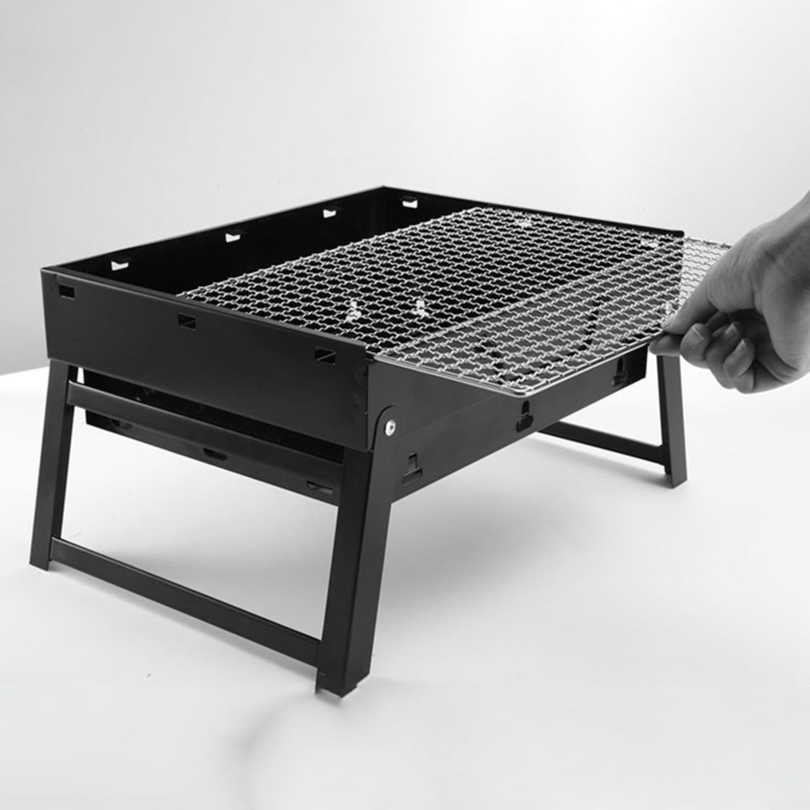 Grill Kempingowy, Grill Na Węgiel Drzewny, Grill Ogrodowy, Składany Przenośny Grill, Czarny Piec Ze Stali