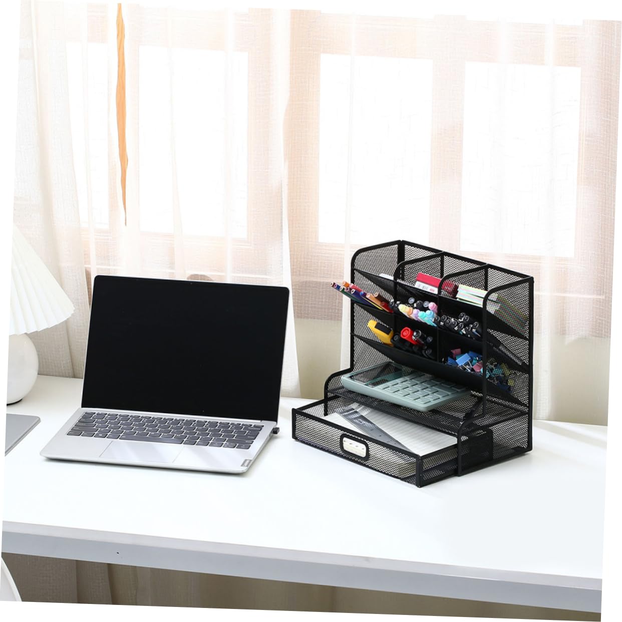 Gadpiparty Organizer per Articoli Artistici in Metallo Rete Design Portapenne da Scrivania Contenitore Portaoggetti Organizer per Matite e Penne