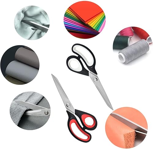 Miniatura 3 de JISTL Tijeras de manualidades con cuchillas afiladas, tijeras de tela de goma con mango de agarre suave, tijeras multiusos adecuadas para costura,