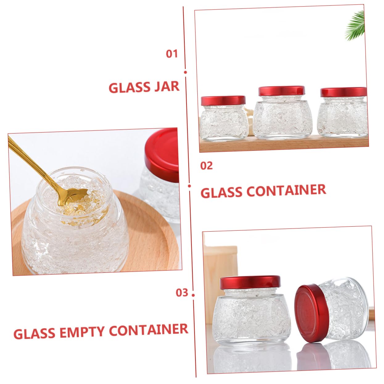 Cabilock 5 Tarros de Vidrio Transparente de 150ml Tapa, Frascos Herméticos para Miel, Frijoles y Cocina, Evitan Derrames