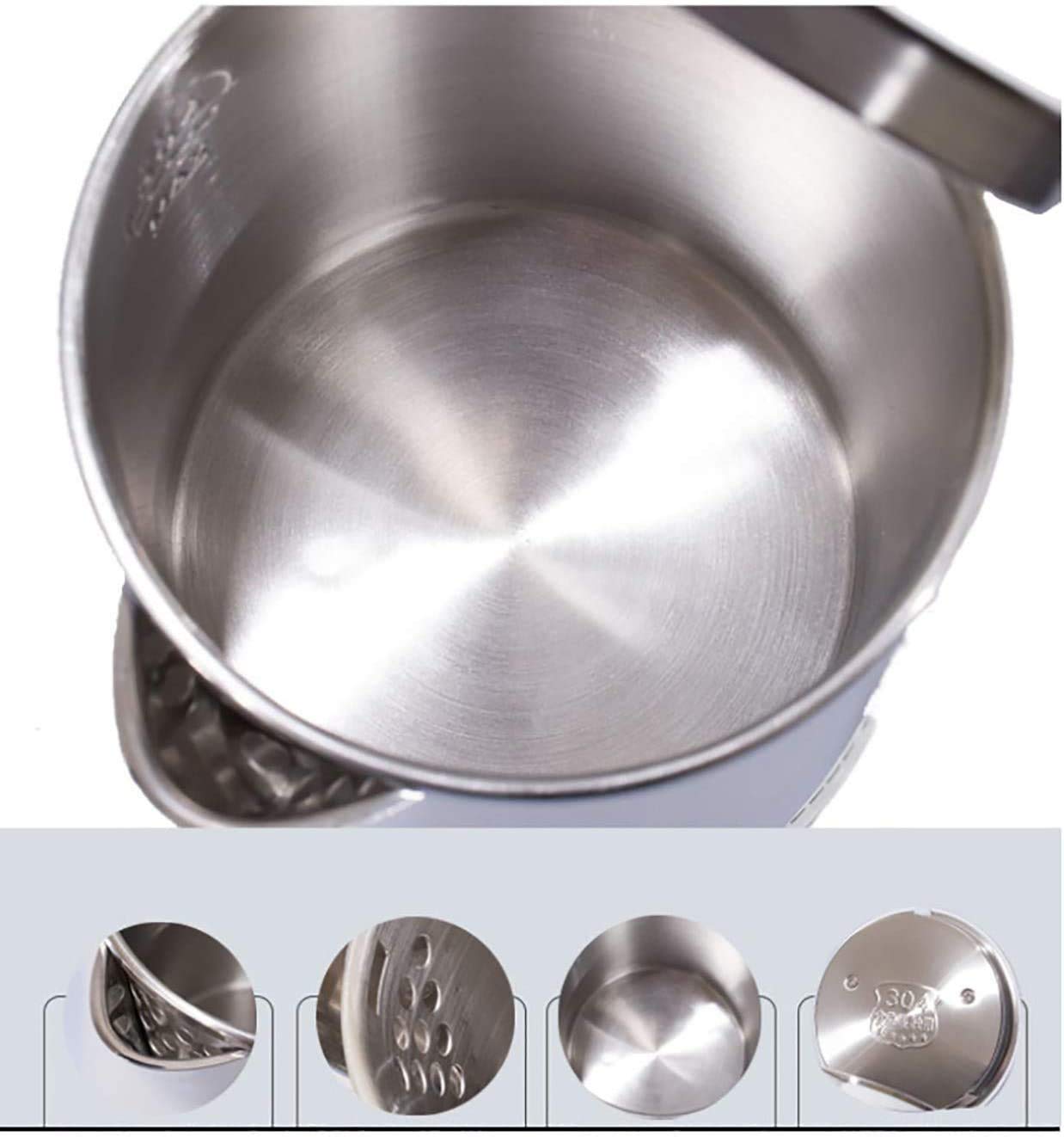 Hervidor eléctrico de acero inoxidable, temperatura variable, ebullición rápida, 1 l, sin BPA, apagado automático y protección contra ebullición en seco, eficiencia energética, sin BPA, blan