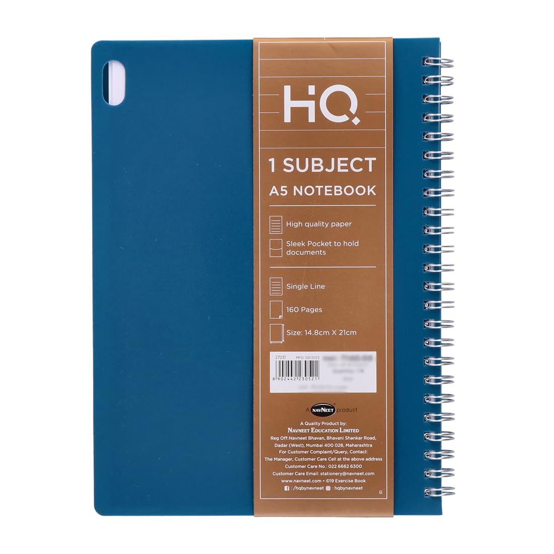 YOUVA Navneet HQ | Wiro Bound |Single Subject Book |14.8x21 cm |Single Line |160 Pages |Blue 25 61Q75gG+ZvL. SL1100