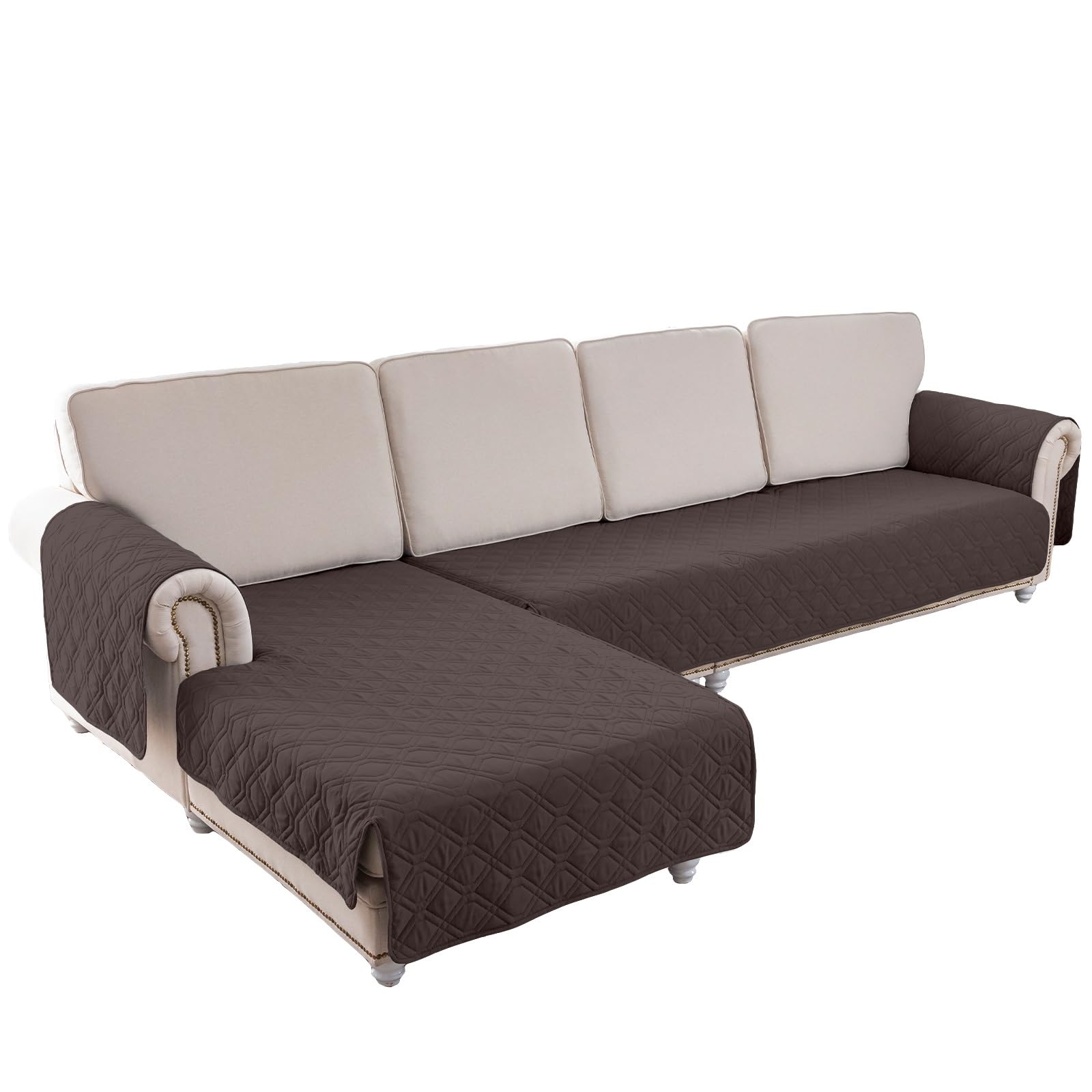 Funda De Sofa Impermeable Chaise Longue,Cubre Sofa Chaise Longue Ajustable 2 3 Plaza Individual Relax Fundas De Cojín Para De Asiento Antideslizante Suave Protector Para Sofás ( Color : Chocolate , Si