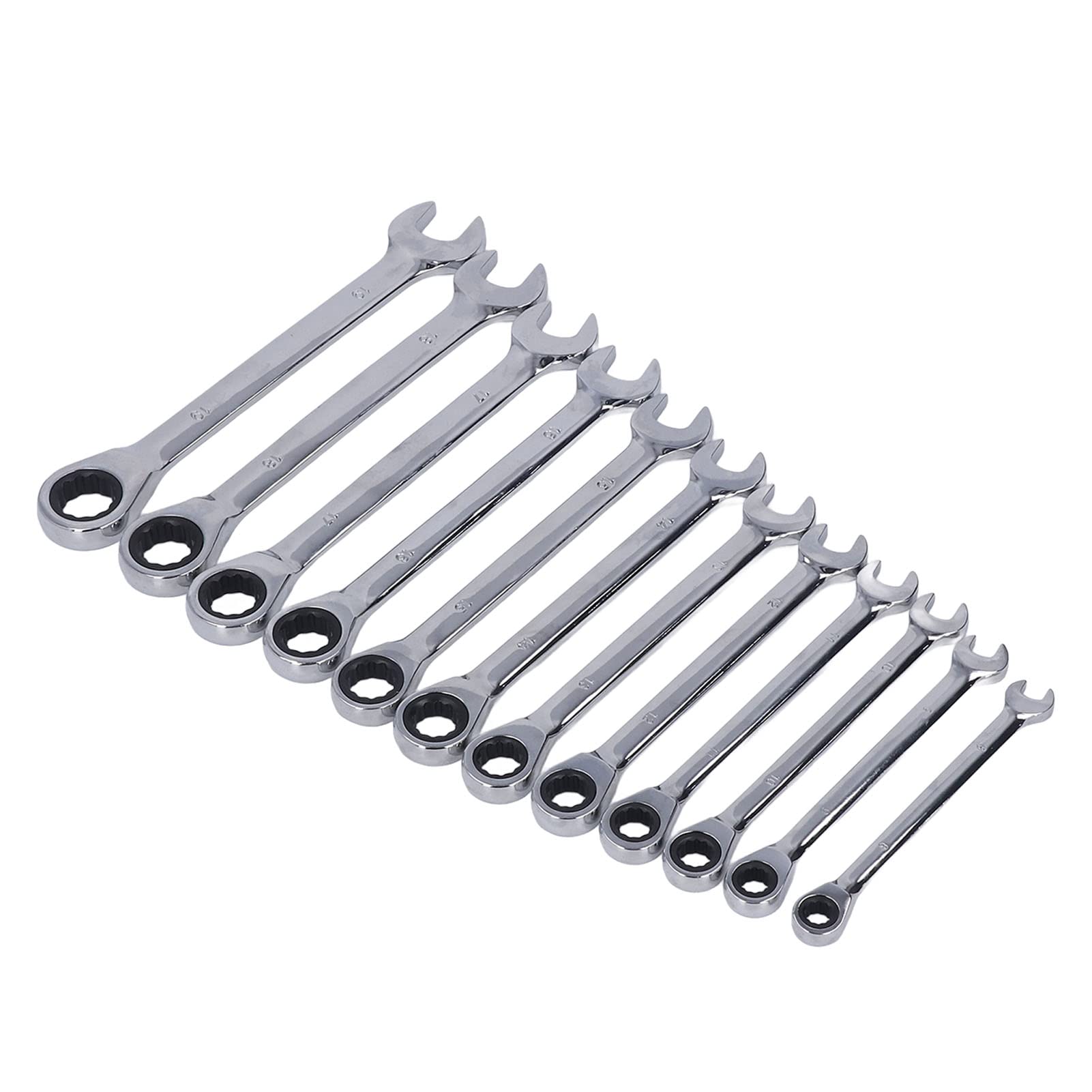 Zestaw Kluczy Grzechotkowych z głowicą stałą Zestaw Kluczy Grzechotkowych ze Stali Chromowo-wanadowej 8 Mm do 19 Mm 72 Zęby Kąt Obrotu 5 Stopni do Mechaniki Samochodowej i Użytku Domowego