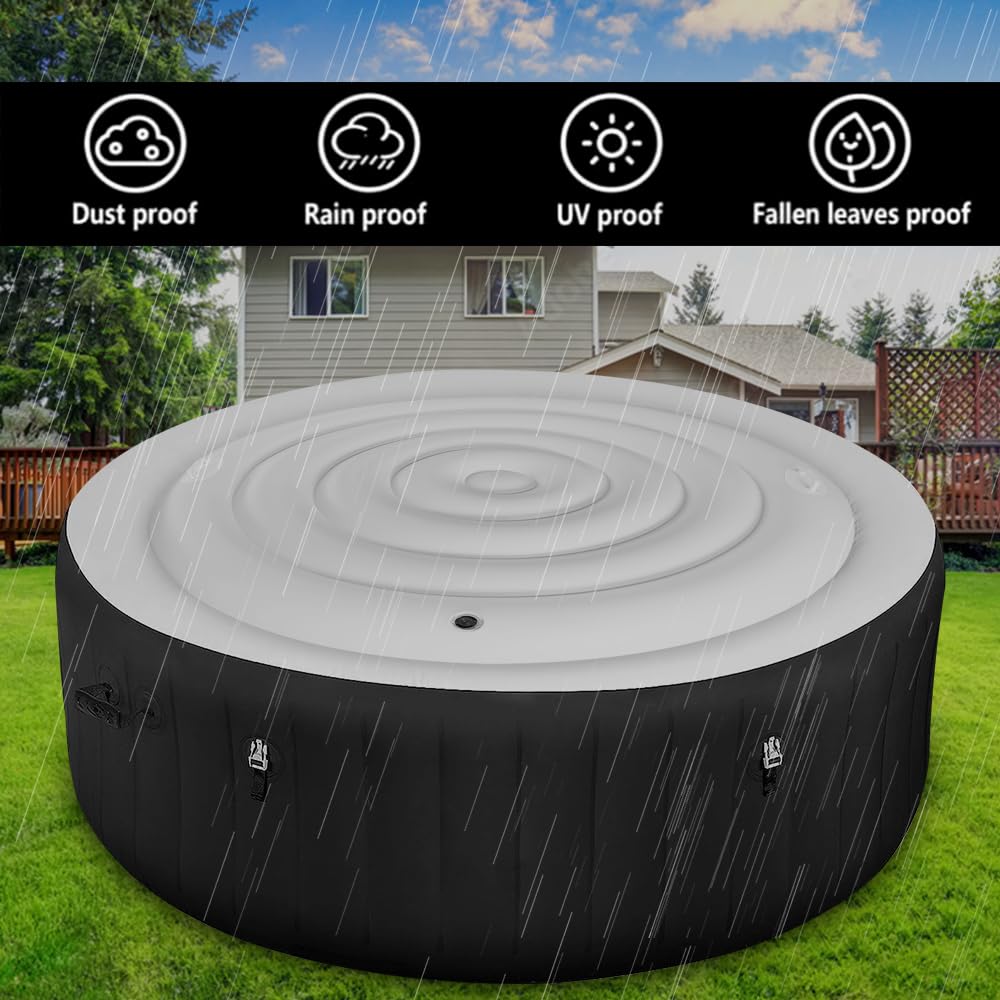 Housse Gonflable Pour Jacuzzi Carré Extérieur 130cm - Couverture Isolation Thermique PVC Pliable - 9