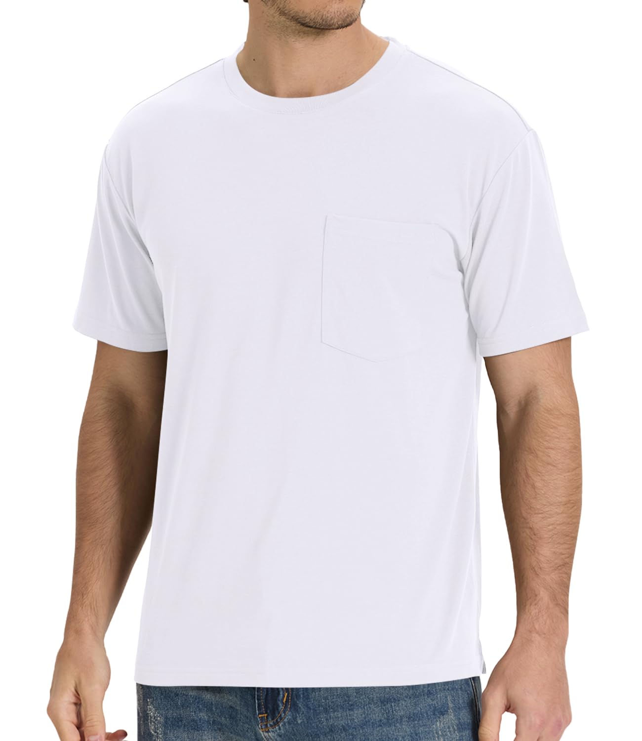 BAMBOO COOL Men's T-Shirts Short Sleeve Heavyweight Crew Neck T Shirt for Men Moisture Wicking Casual Tees