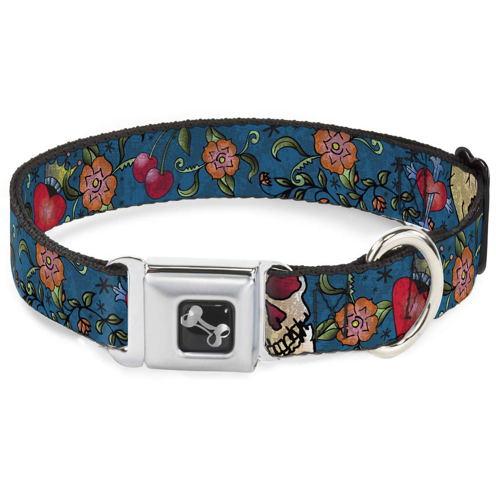 Collier de chien bleu Buckle Down motif os imprimé Only God Can Judge Me