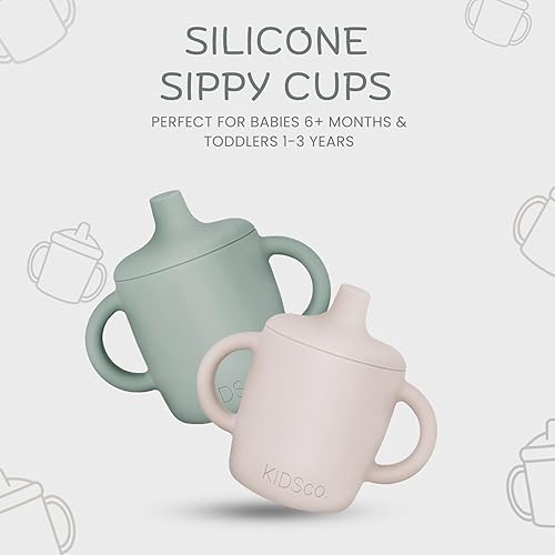 Miniatura 8 de KIDSco. Taza de silicona para beber y taza de entrenamiento para bebés de 6 meses en adelante con boquilla suave y asas irrompibles de fácil agarre
