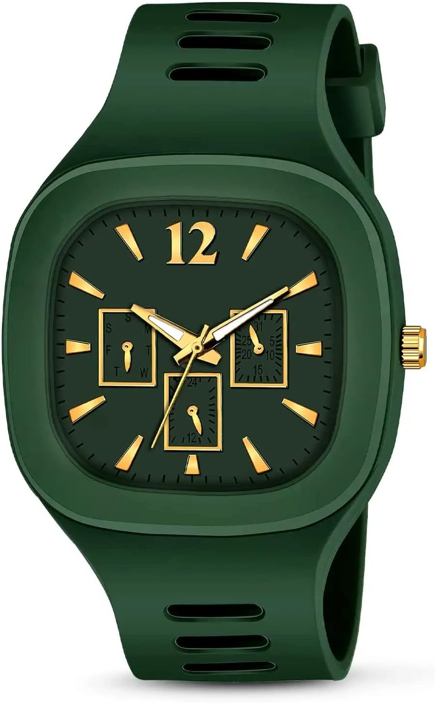 Silicone Strap Analogue Sports Watch Rectangular Dial New Model 2022 Men Watches Boys Watches Quartz Wrist Watches for Men or Boys