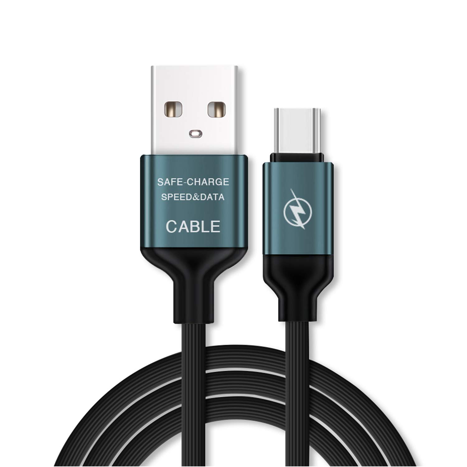 tecmac 1m Type C Fast Charging Data Sync Cable for Smartphones and MacBook (Black)