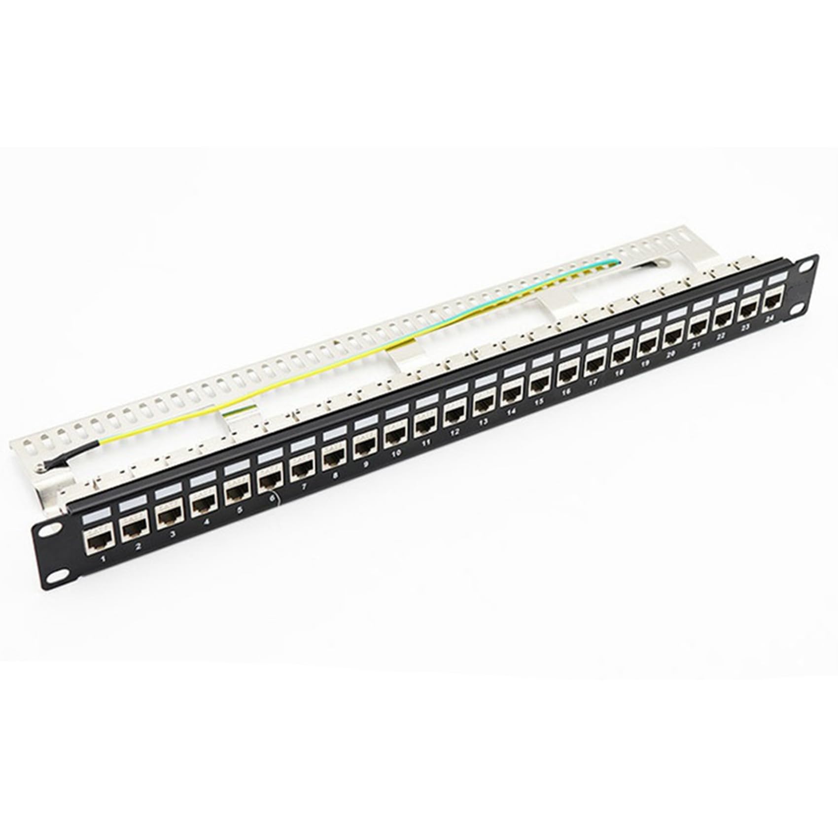 2X Panneau de Brassage Cat7 24Port CAT7 / CAT6A Panneau de Brassage Entièrement Blindé, INCL. Adaptateur Blindé 24X Cat7 1U 19 Pouces