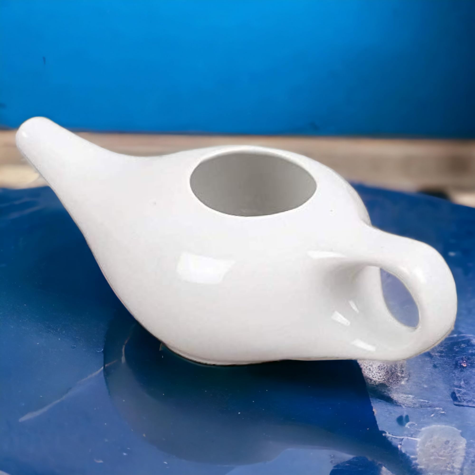 Jala Neti Pot Porcelain Ceramic Neti Pot for Nasal Cleansing Sinus and Passages for Optimal Health (White)-picture-29