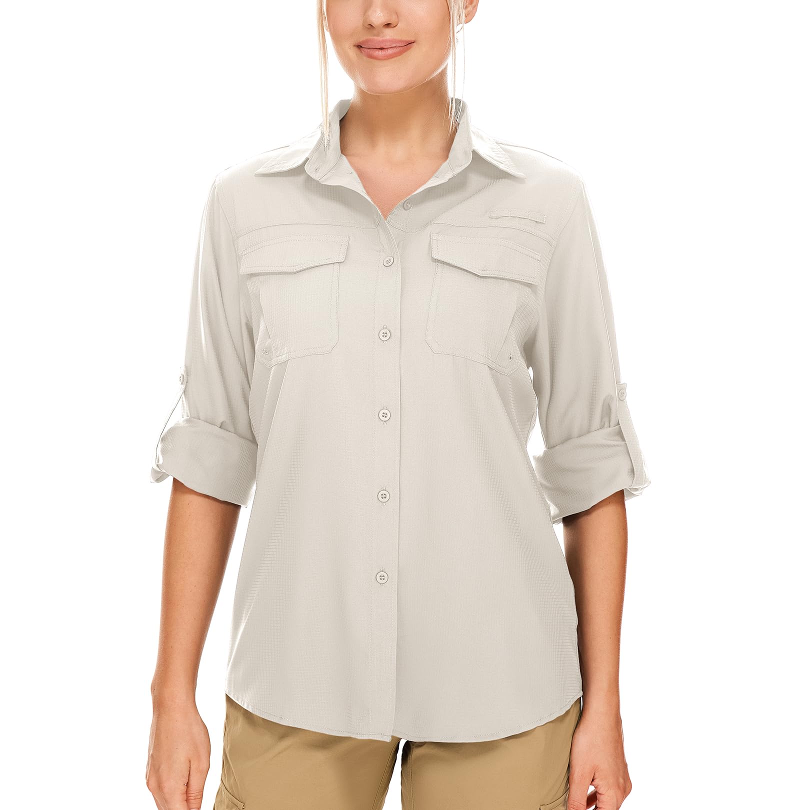 Camisas de safari para mujer, protección solar UV UPF 50+, manga larga, para exteriores, secado rápido, pesca, senderismo, jardinería