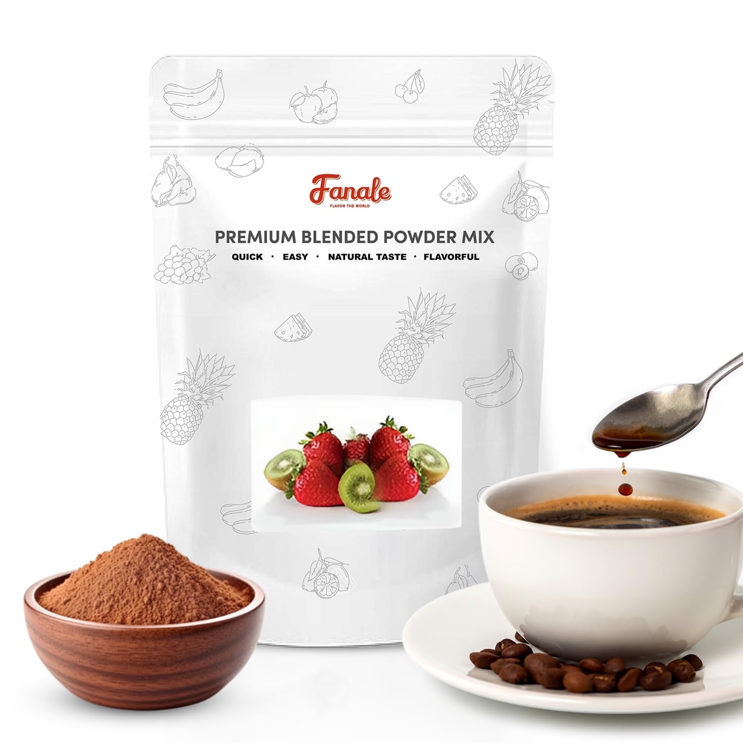 Fanale Premium Coffee Bubble Tea Flavoring Powder | Perfect for Baking, Smoothies, Desserts and Drinks | Instant Flavoring Powder for Boba Milk Tea - 2.2 Pounds (Pack of 20)