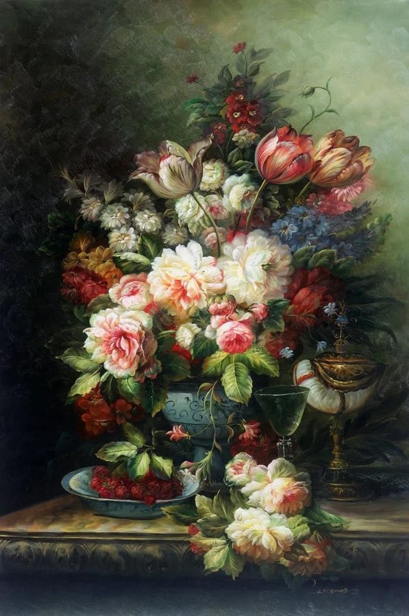 Toile peinture à l'huile bouquet de fleurs style classique chic
