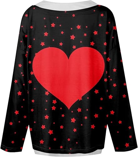 Miniatura 5 de Sudadera de manga larga para mujer, con cuello impreso, para el día de San Valentín