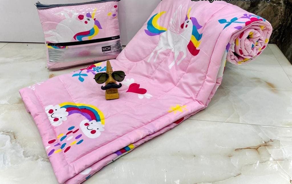 Aroma Brand- Cotton Winter Cartoon Kids Single Bed Comforter/AC Quilt for Boys and Girls (Size 60 * 100 inches) (Pink-Unicornss) (B0C415FX1S) Amazon Price History, Amazon Price Tracker
