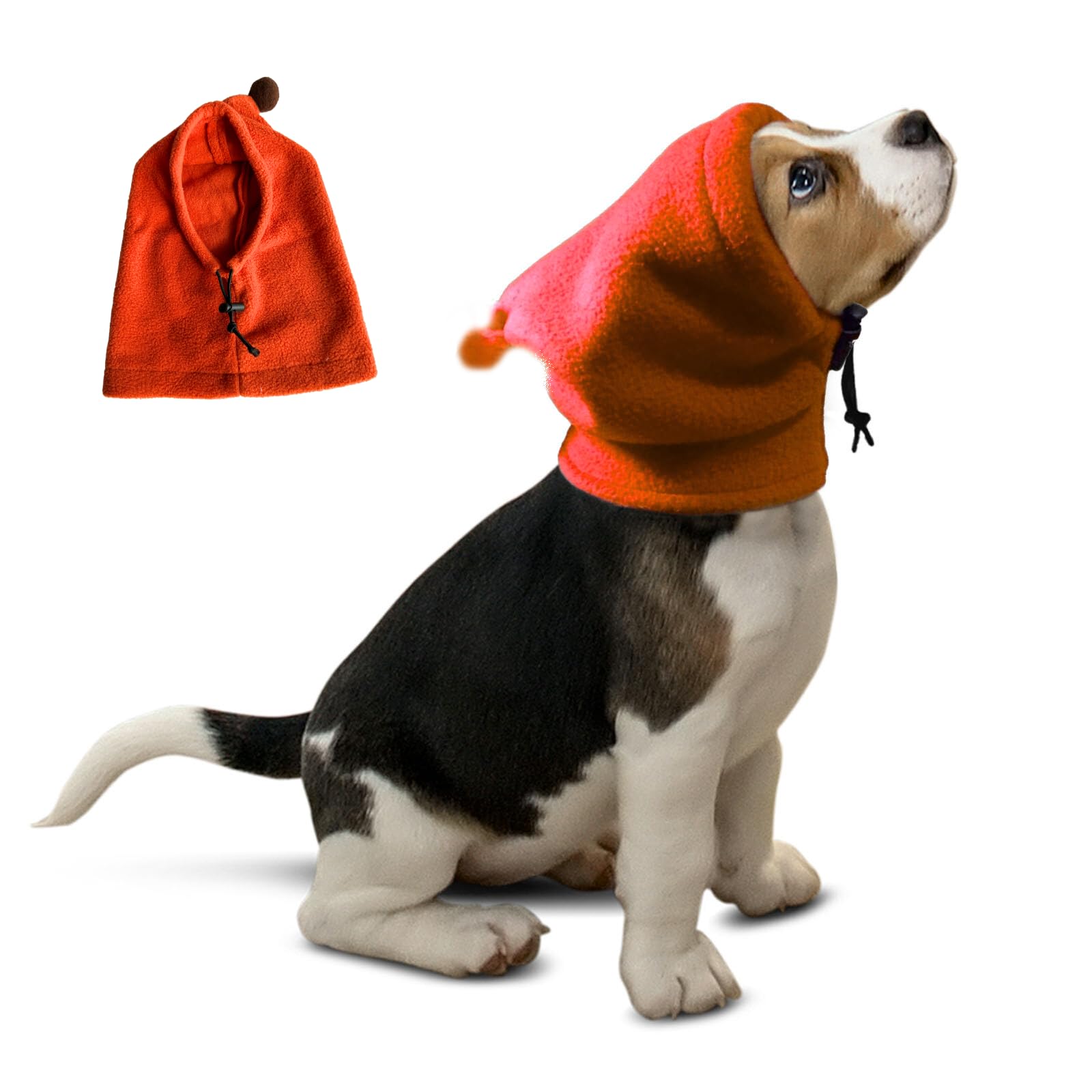 BT Bear Dog Hat, Soft Warm Fleece Dog Ears Cover, Windproof Quiet Ears for Small Dogs Medium Large Dogs (Orange, Medium)