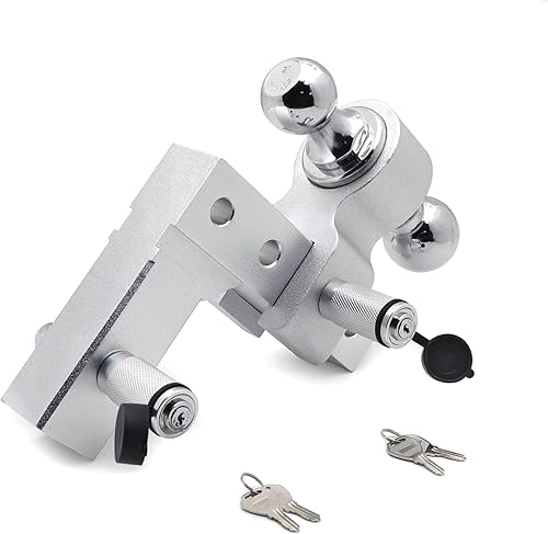 Miniatura 2 de HTTMT - 2" remolque receptor camión RV 6" caída ajustable aluminio remolque bola enganche w/cerradura clave [P/N: ET-CAR-FIX009-SR]