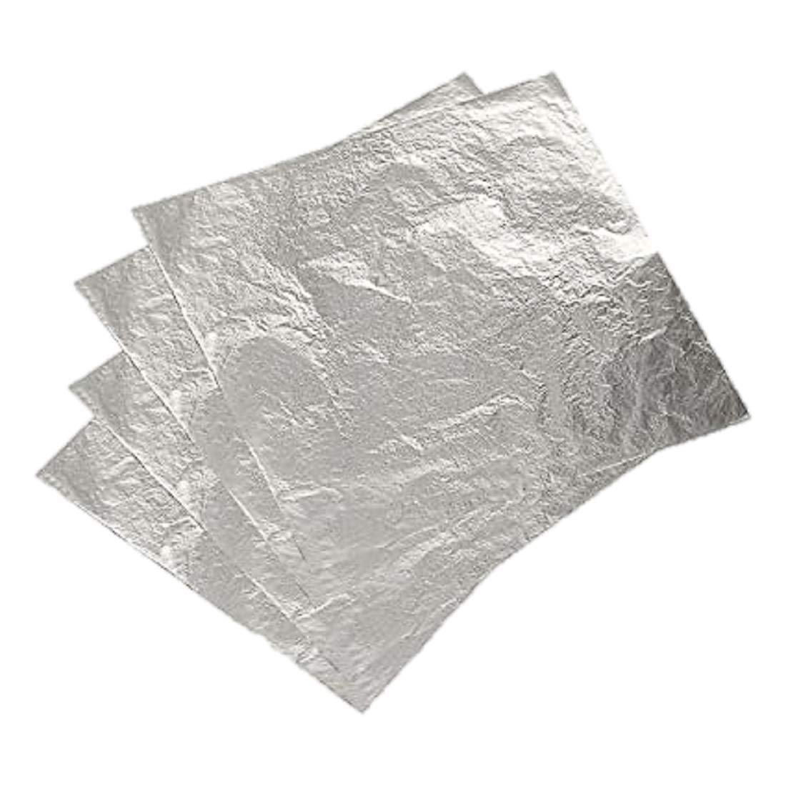 MA Metallic High Glossy Imitation Silver Leave Foil Paper Sheets (14 * 14 cm_Silver) Pack of 100-image-41